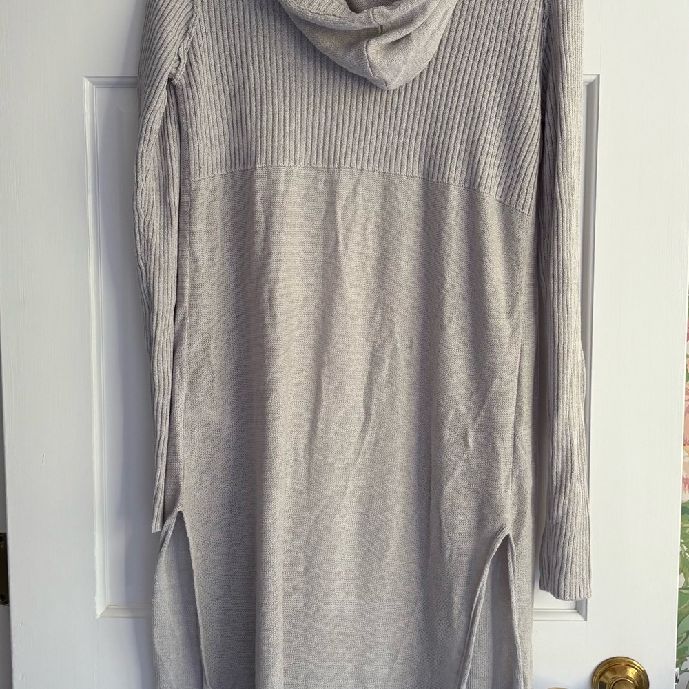 Free People Light Gray Ribbed Sweater Duster - maxi - Picture 3 of 6